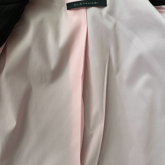 Elie Tahari Light Wool Casual Business Suit | Brown Black with Pink Accents - Picture 5 of 16